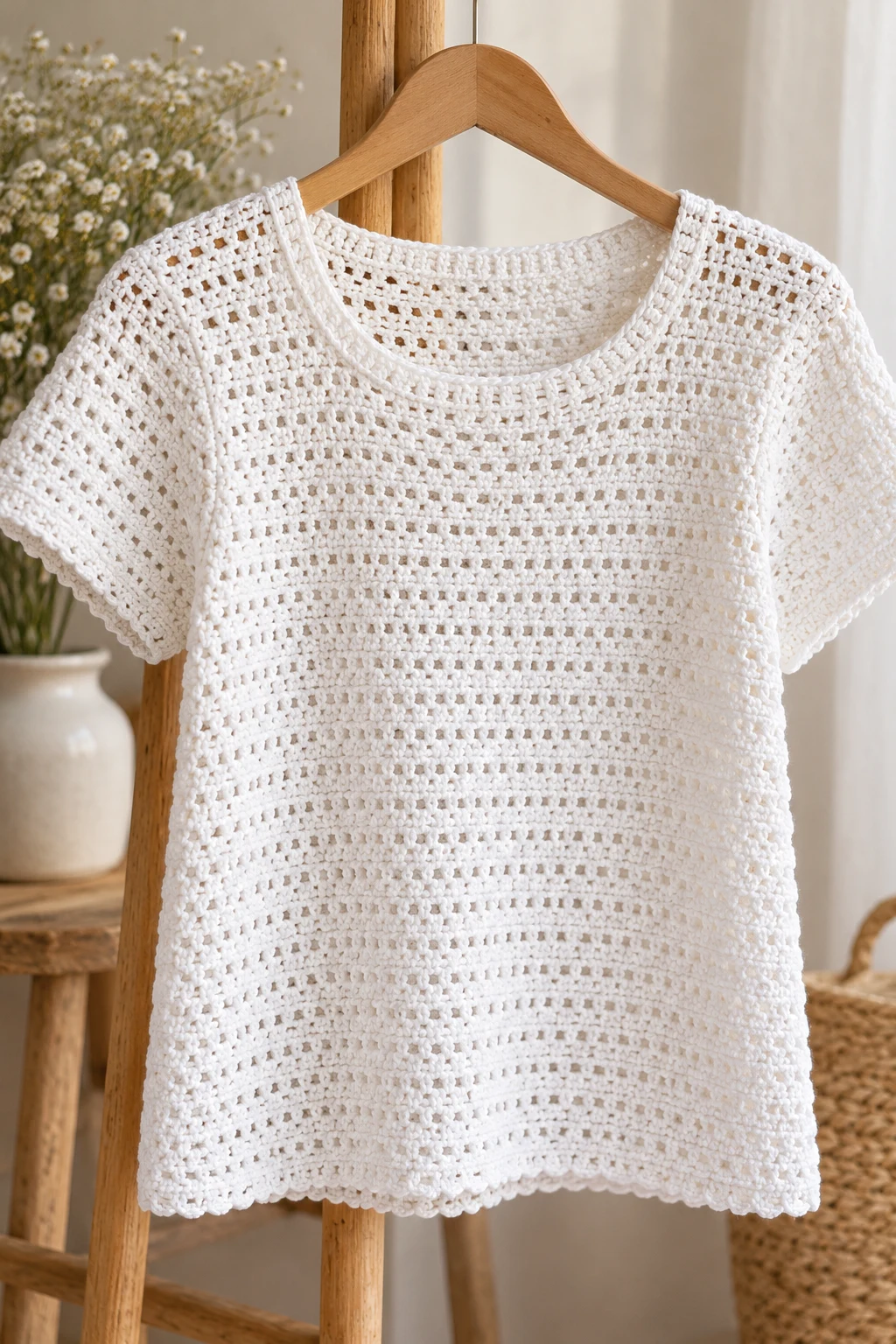 Classic White Crochet T Shirt — crochet t shirts style outfit