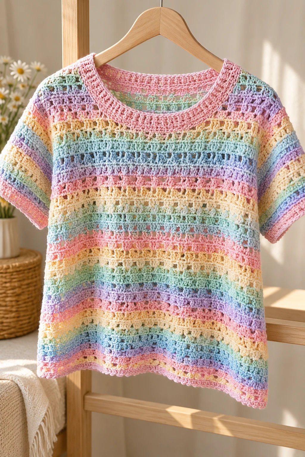 Pastel Crochet T Shirt — crochet t shirts style outfit