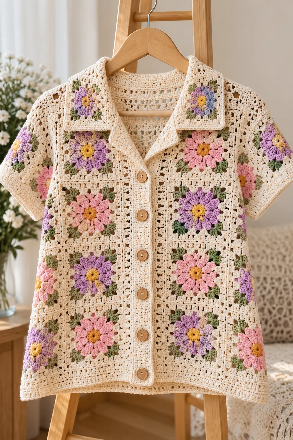 Crochet T Shirt With a Buttoned Front — crochet t shirts style outfit