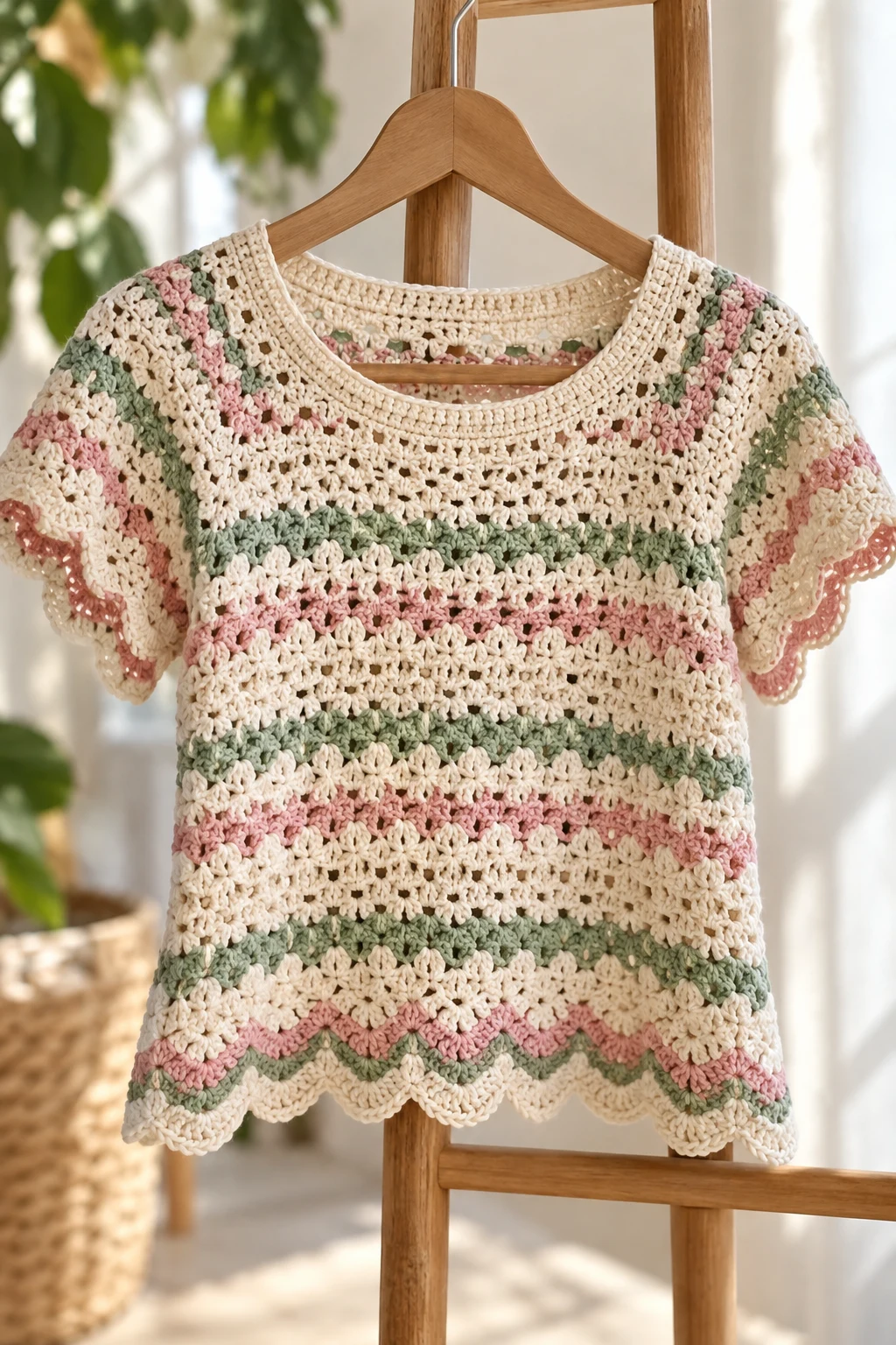 Crochet T Shirt With a Scalloped Hem — crochet t shirts style outfit