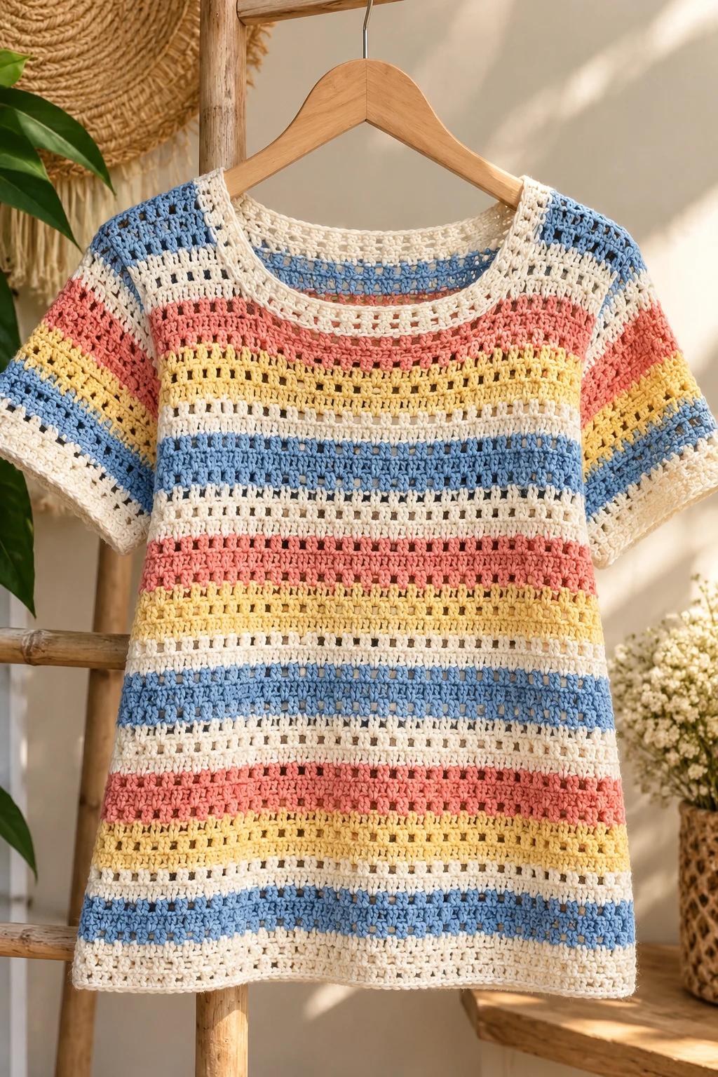 Striped Crochet T Shirt for Summer — crochet t shirts style outfit