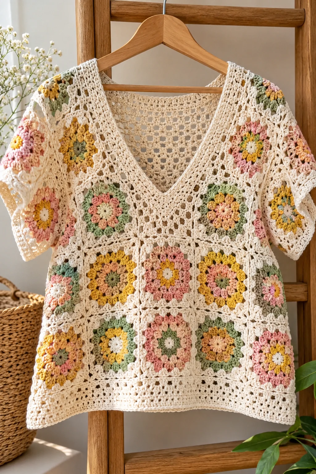 Crochet T Shirt With a V-Neck — crochet t shirts style outfit