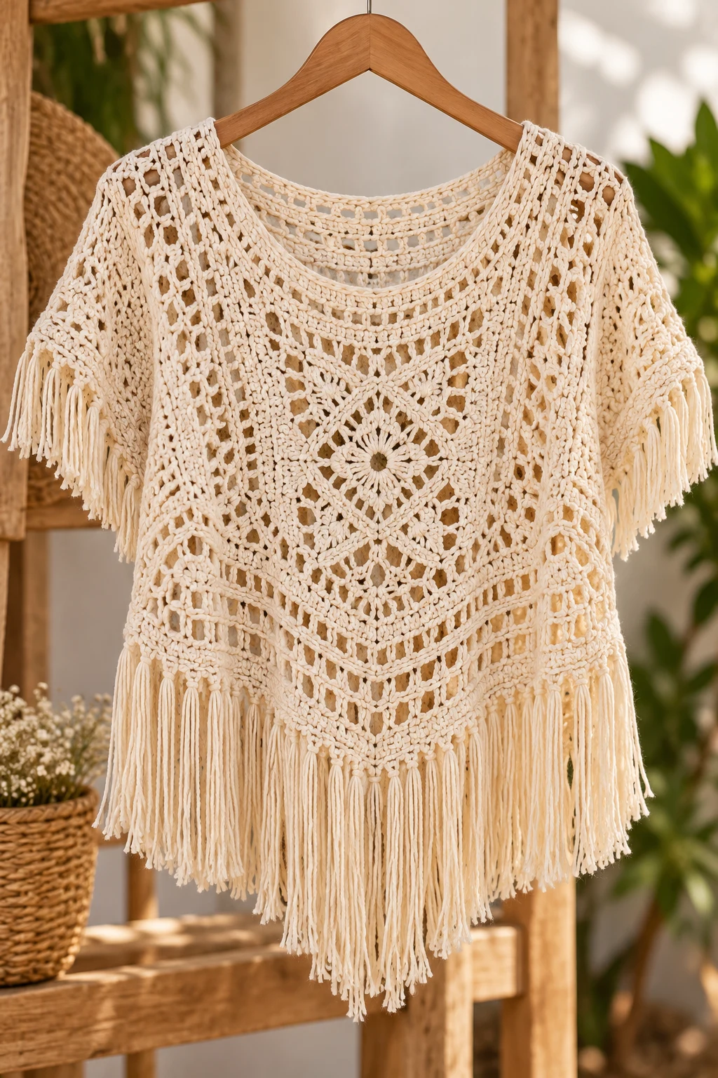 Boho Crochet T Shirt With Fringe — crochet t shirts style outfit