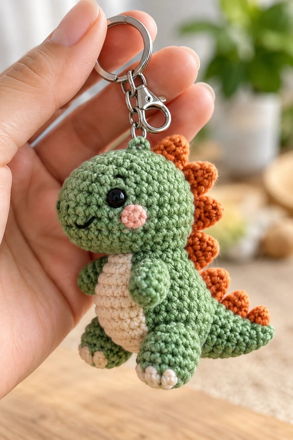 Mini Dinosaur Crochet Keychain — crochet things for boys style outfit