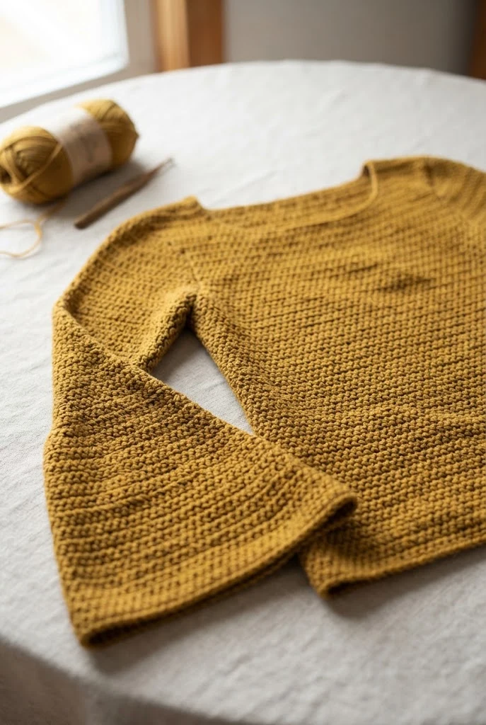The Saffron Bell-Sleeve Beauty — crochet top for winter style outfit