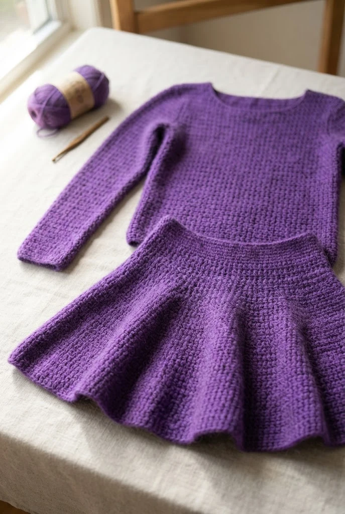 The Ultra-Violet Skater Skirt Set — crochet top for winter style outfit