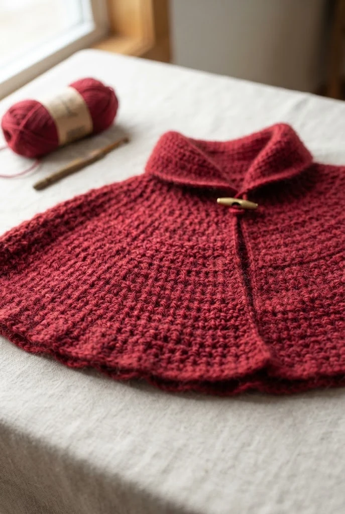 The Crimson Crocette Capelet — crochet top for winter style outfit