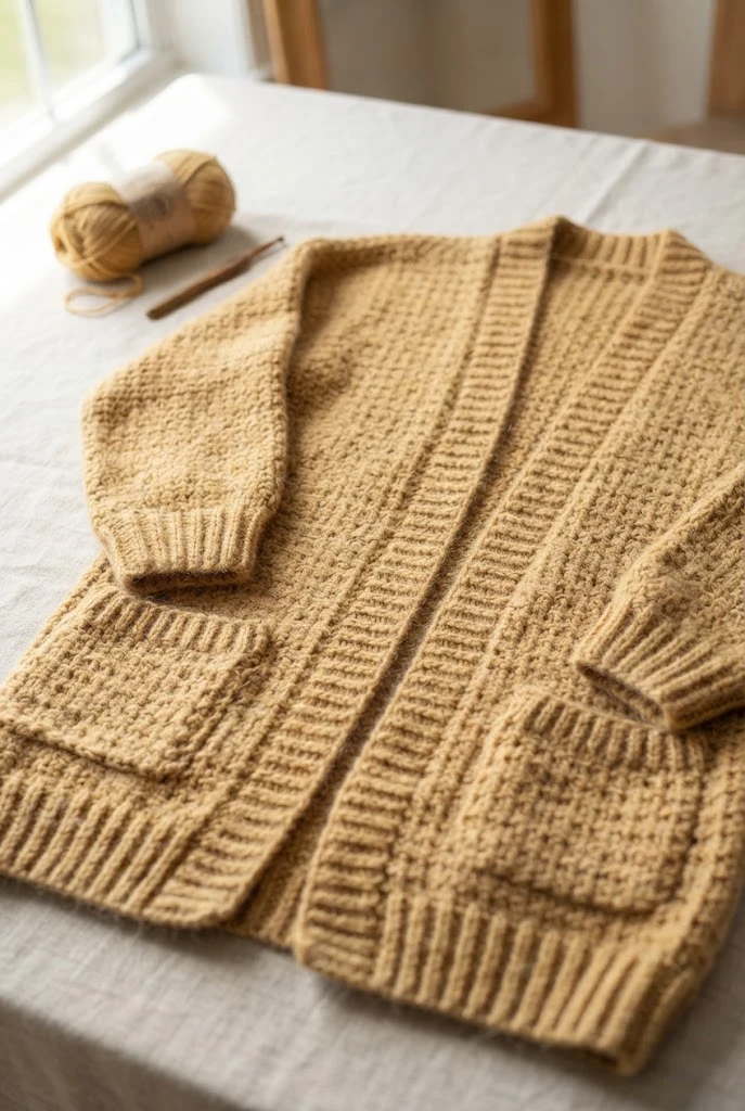 The Golden Hour Oversized Cardigan — crochet top for winter style outfit