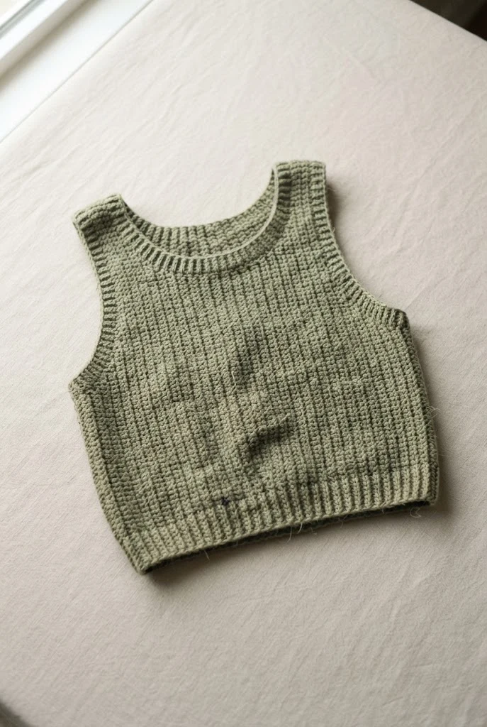 Minimalist Ribbed Crop Top — Crochet Tops Aesthetic style outfit