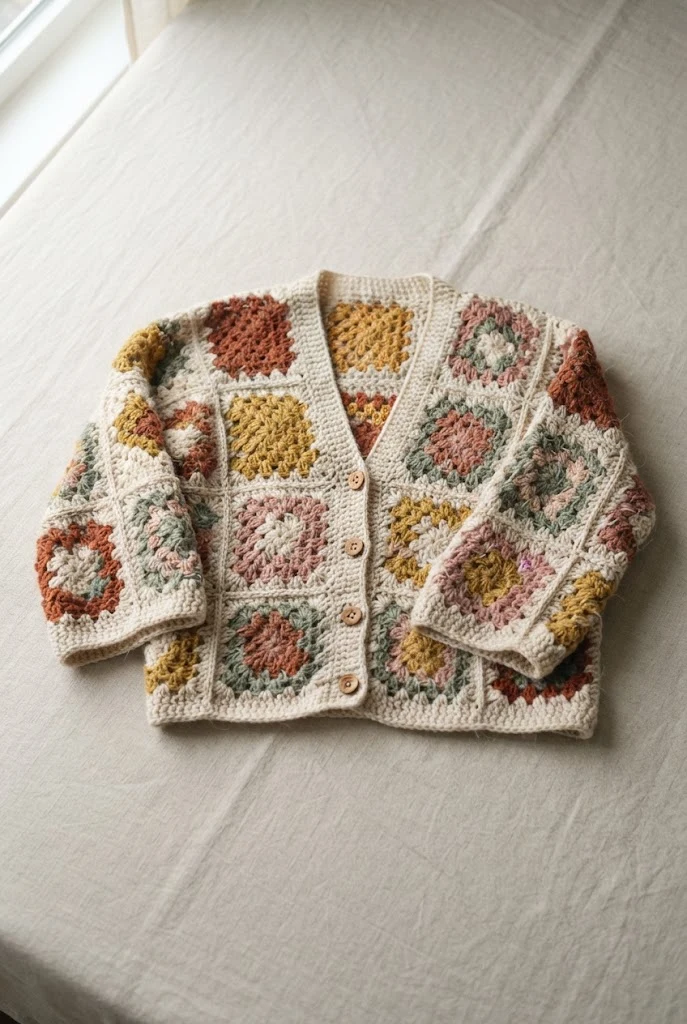 Statement Square Cardigan Top — Crochet Tops Aesthetic style outfit