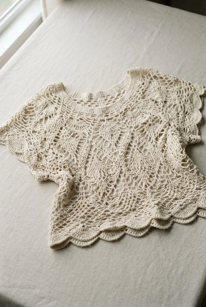 Lacy Beach Cover-Up Top — Crochet Tops Aesthetic style outfit