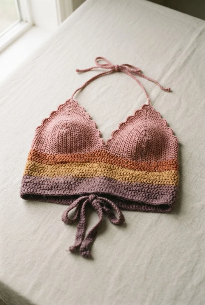 Ombre Sunset Halter — Crochet Tops Aesthetic style outfit