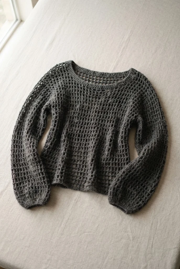 Grunge Mesh Long-Sleeve — Crochet Tops Aesthetic style outfit
