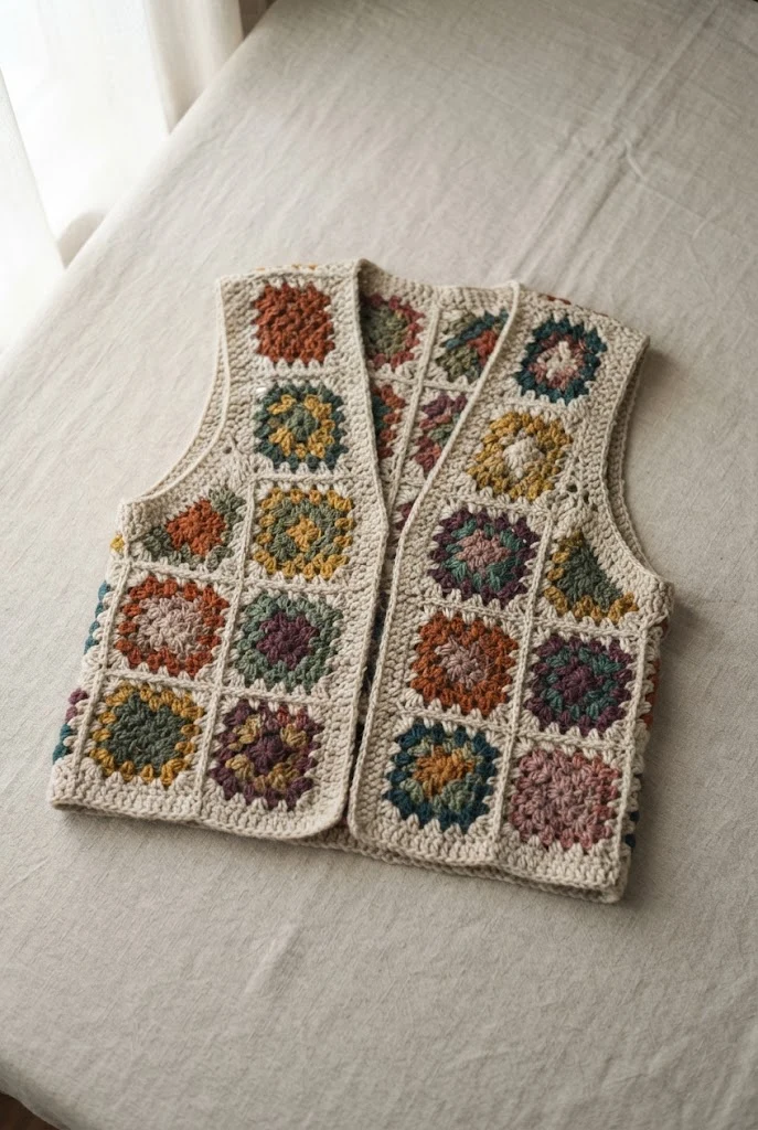 Festival Granny Square Vest — Crochet Tops Aesthetic style outfit
