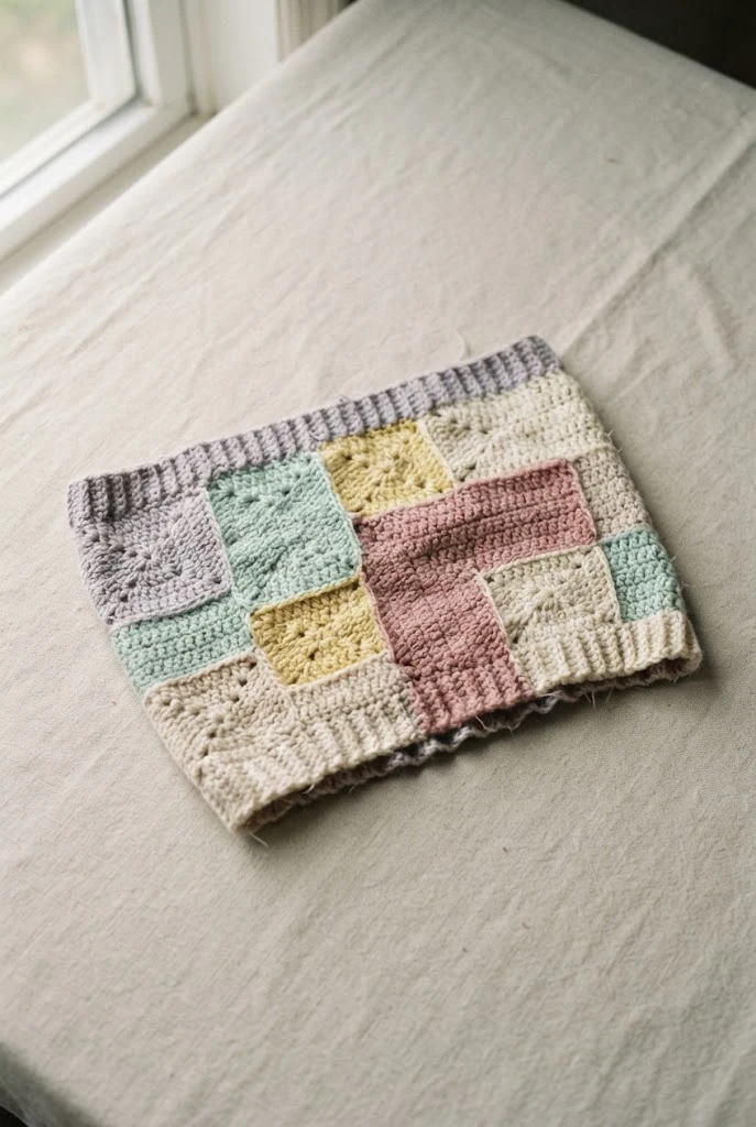 Pastel Patchwork Tube Top — Crochet Tops Aesthetic style outfit