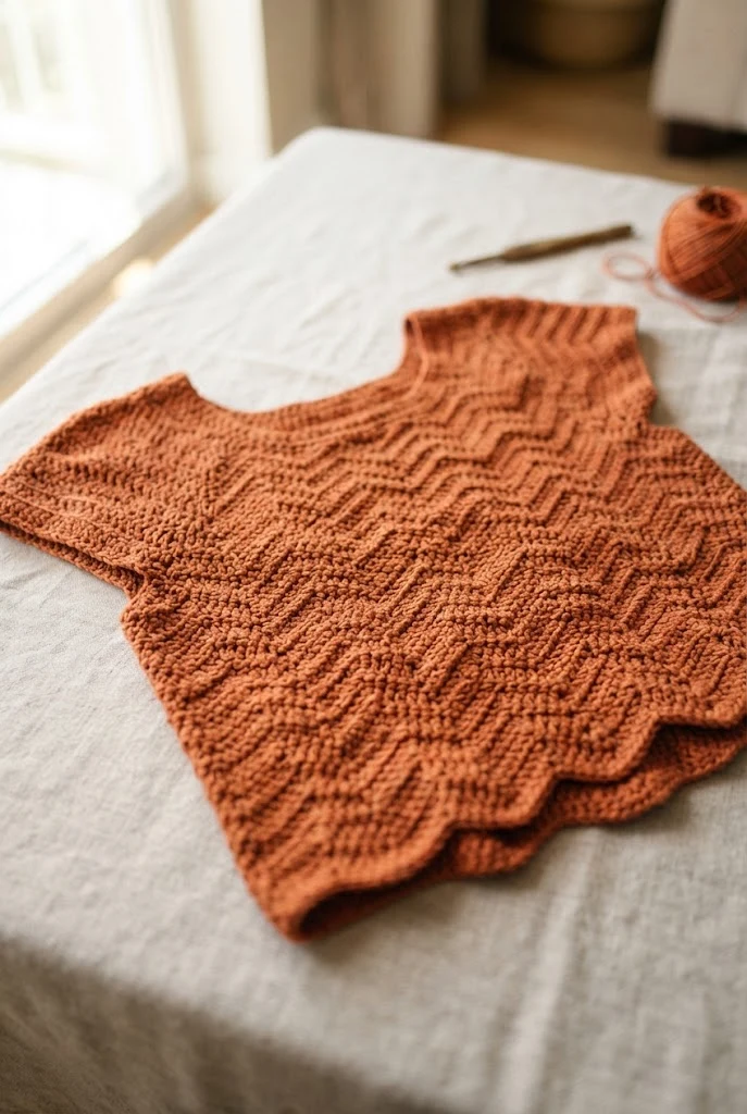 Rust Orange Chevron Crop Top — crochet tops for fall