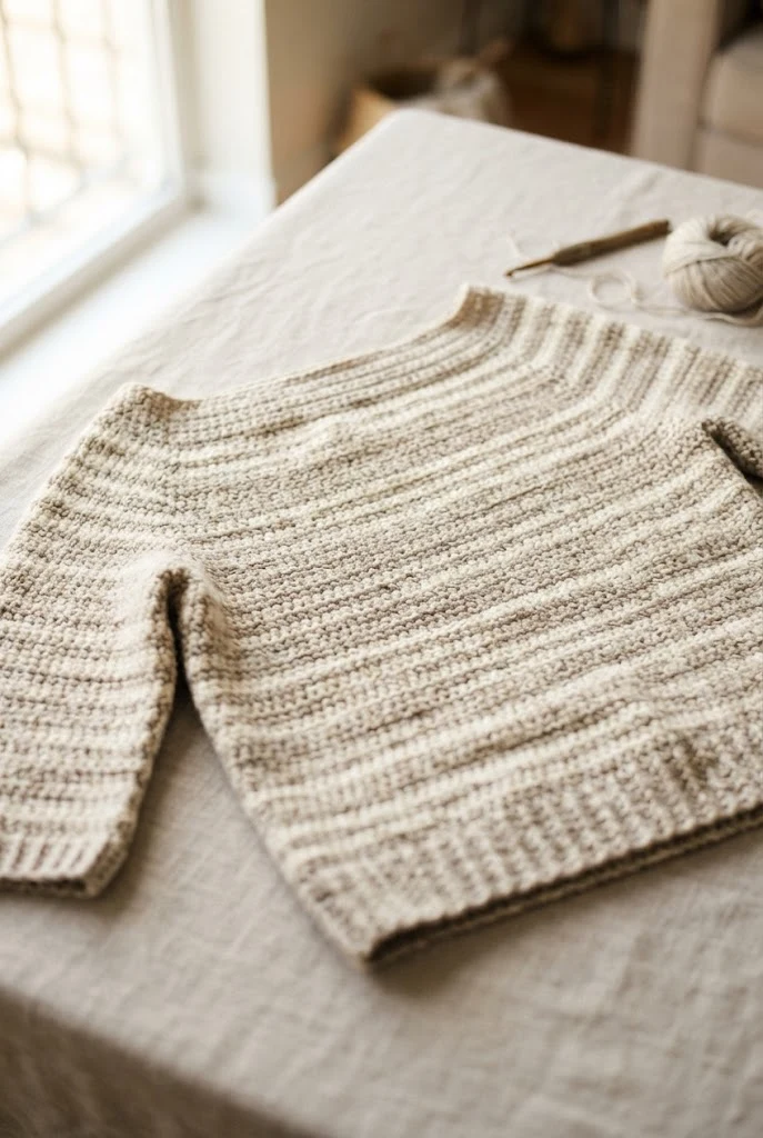Oatmeal Striped Boatneck Top — crochet tops for fall