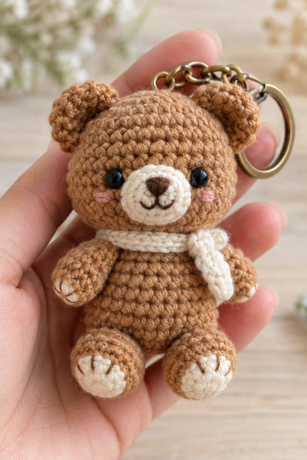 Mini Teddy Bear Crochet Toy Keychain — crochet toy keychain style outfit