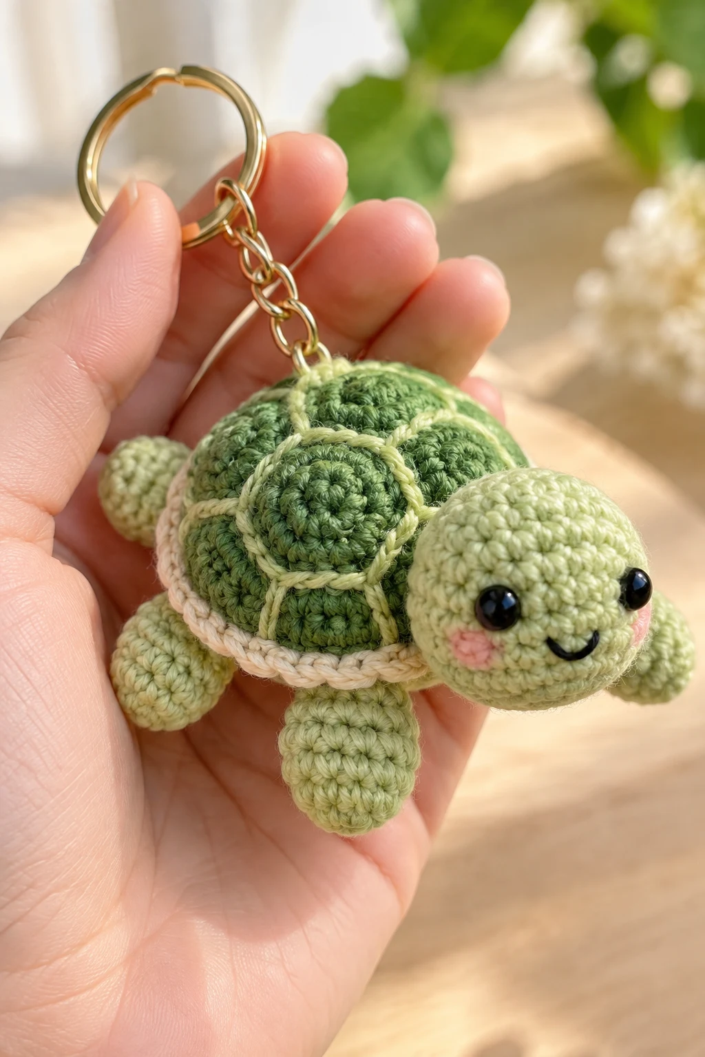 Mini Crochet Turtle Keychain — crochet toy keychain style outfit