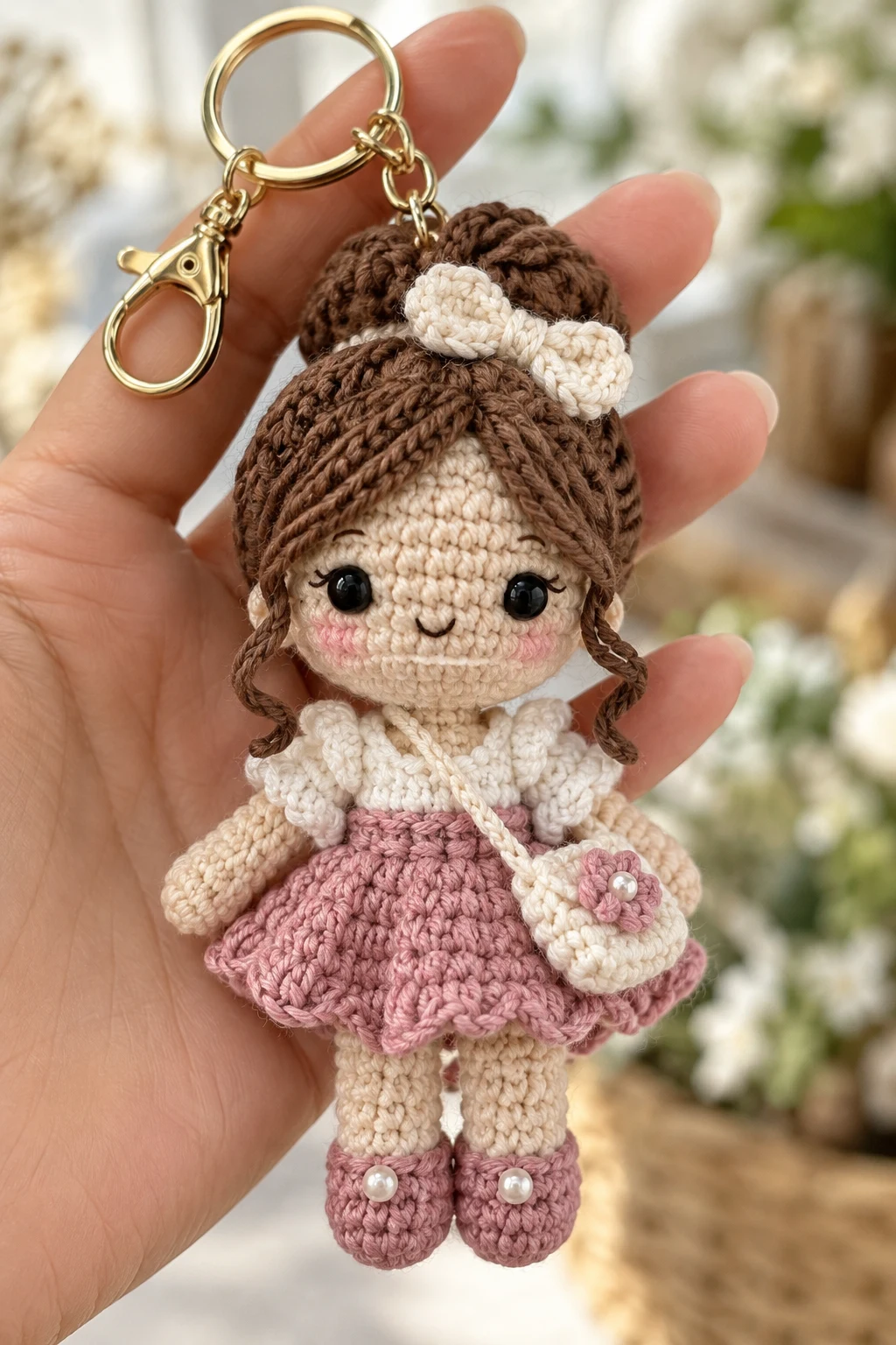 Mini Crochet Doll Keychain With a Tiny Outfit — crochet toy keychain style outfit