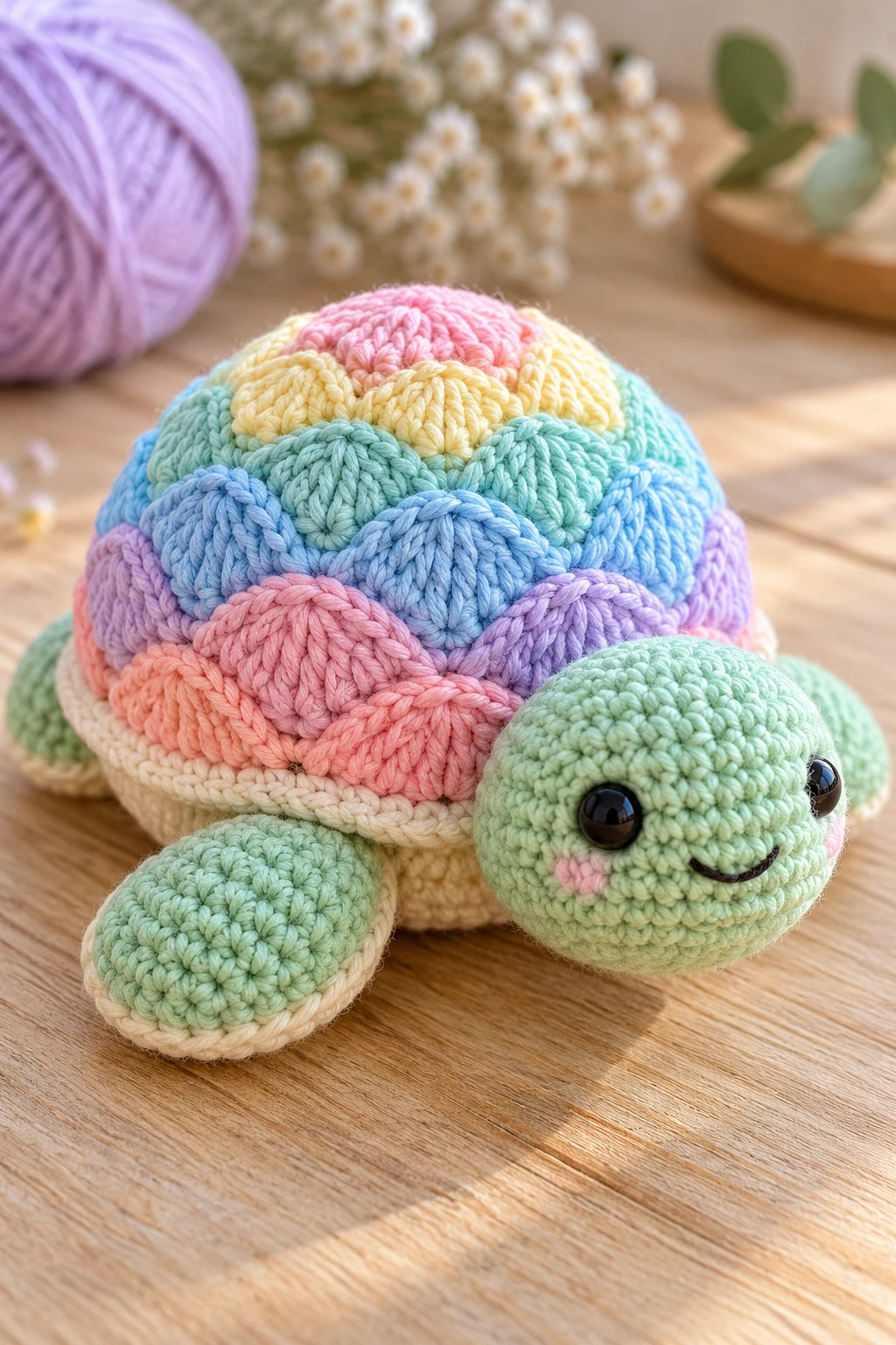 Pastel Rainbow Shell Turtle — crochet turtle
