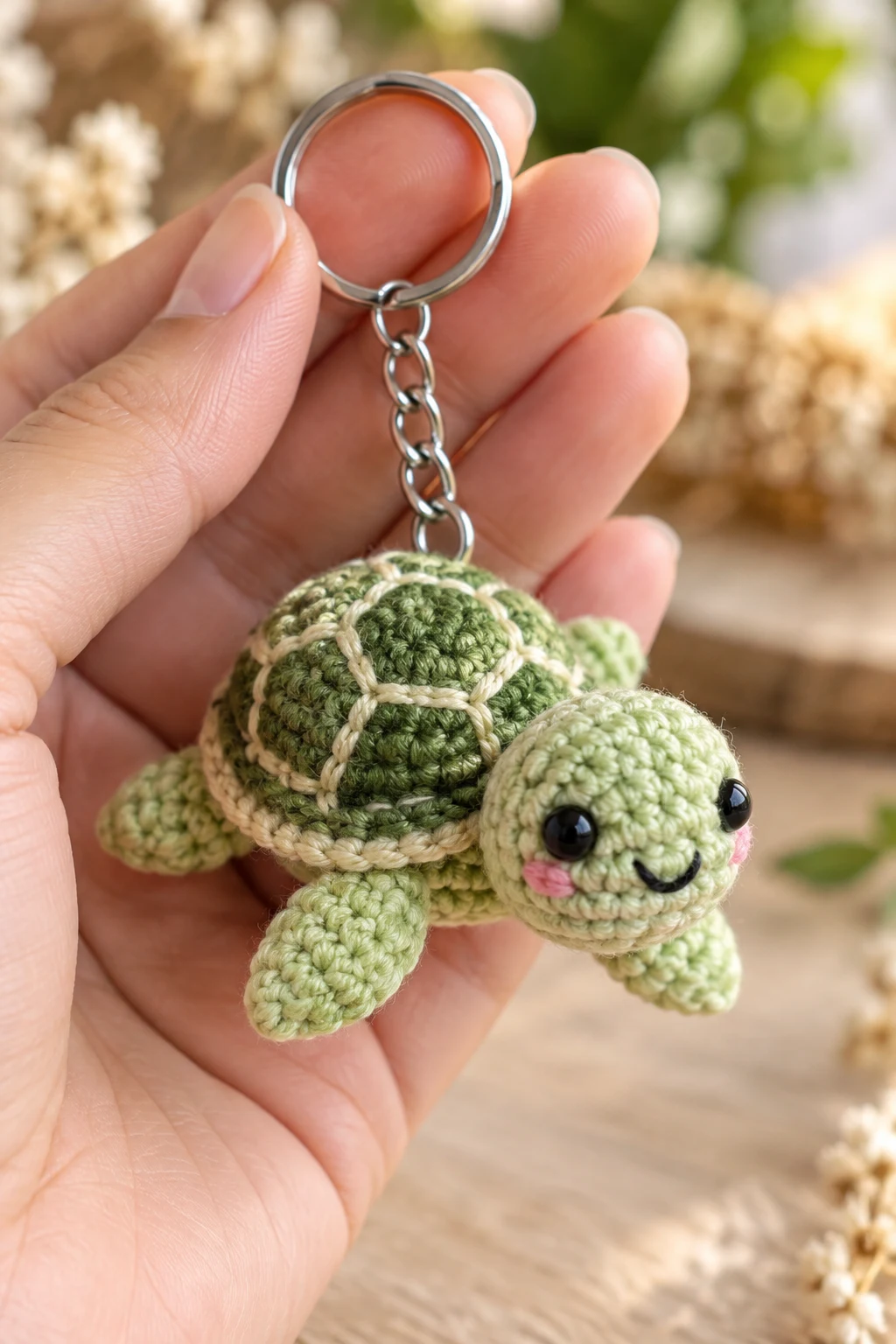 Tiny Crochet Turtle Keychain — crochet turtle