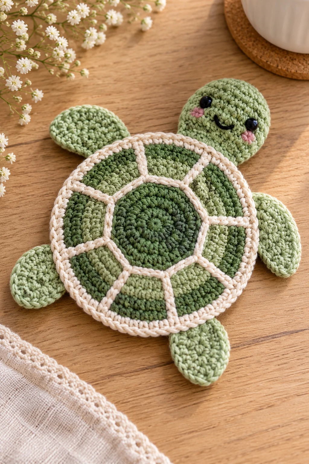 Crochet Turtle Coaster — crochet turtle