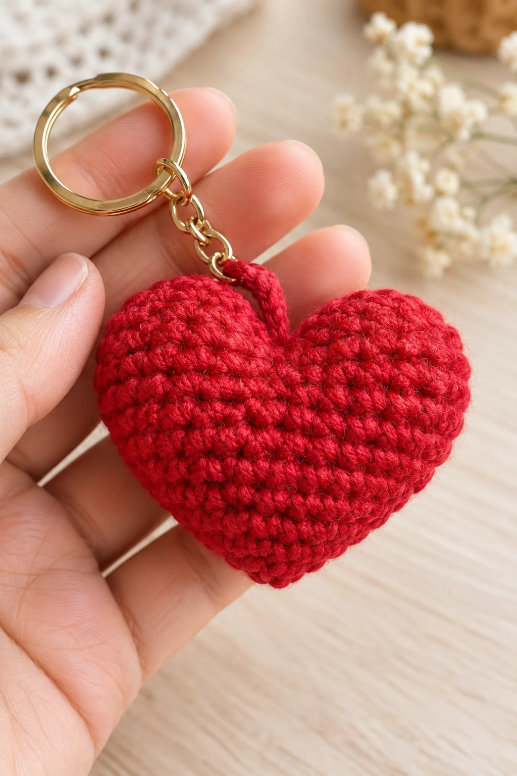 Adorable Mini Crochet Heart Keychain — crochet tutorial keychain style outfit
