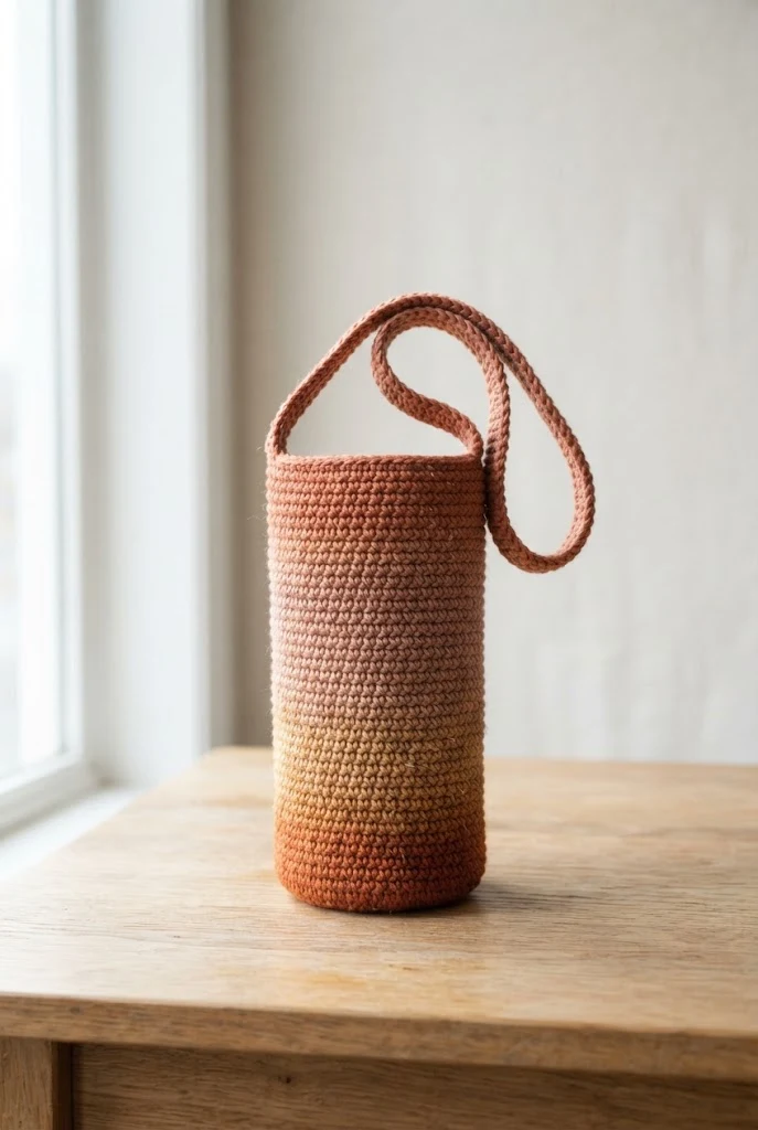 Sunset Ombre Water Bottle Sling — crochet water bottle bag style outfit