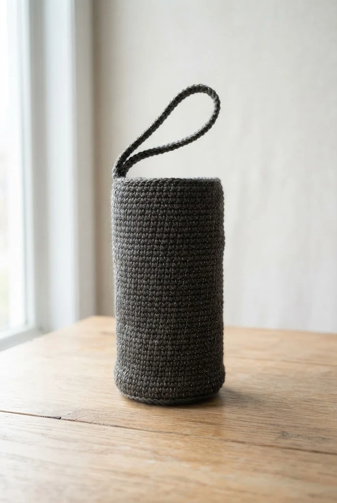 Metallic Thread Accent Evening Drink Pouch — crochet water bottle bag style outfit