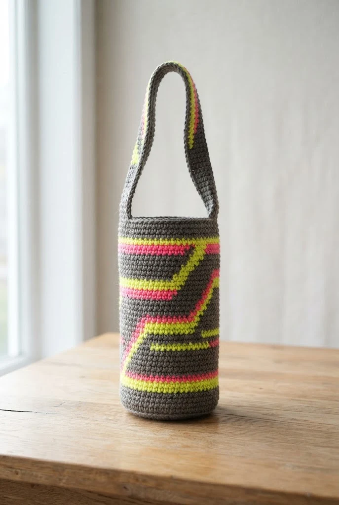 Neon Pop Sporty Drink Sling — crochet water bottle bag style outfit