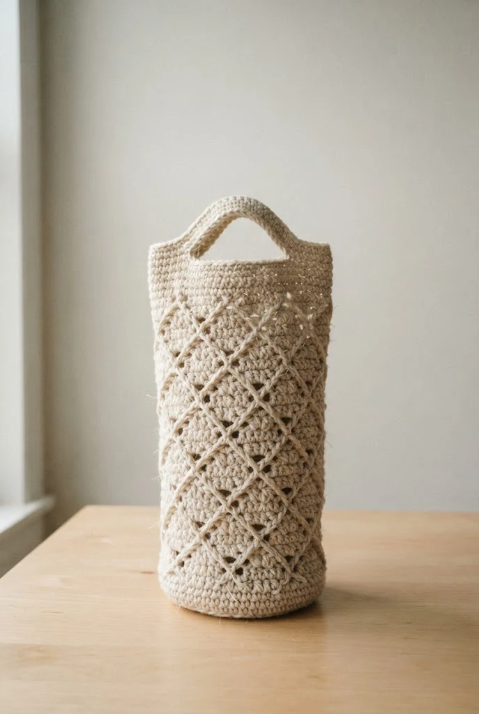 Perforated Diamond Stitch Wine Tote — crochet wine bag style outfit