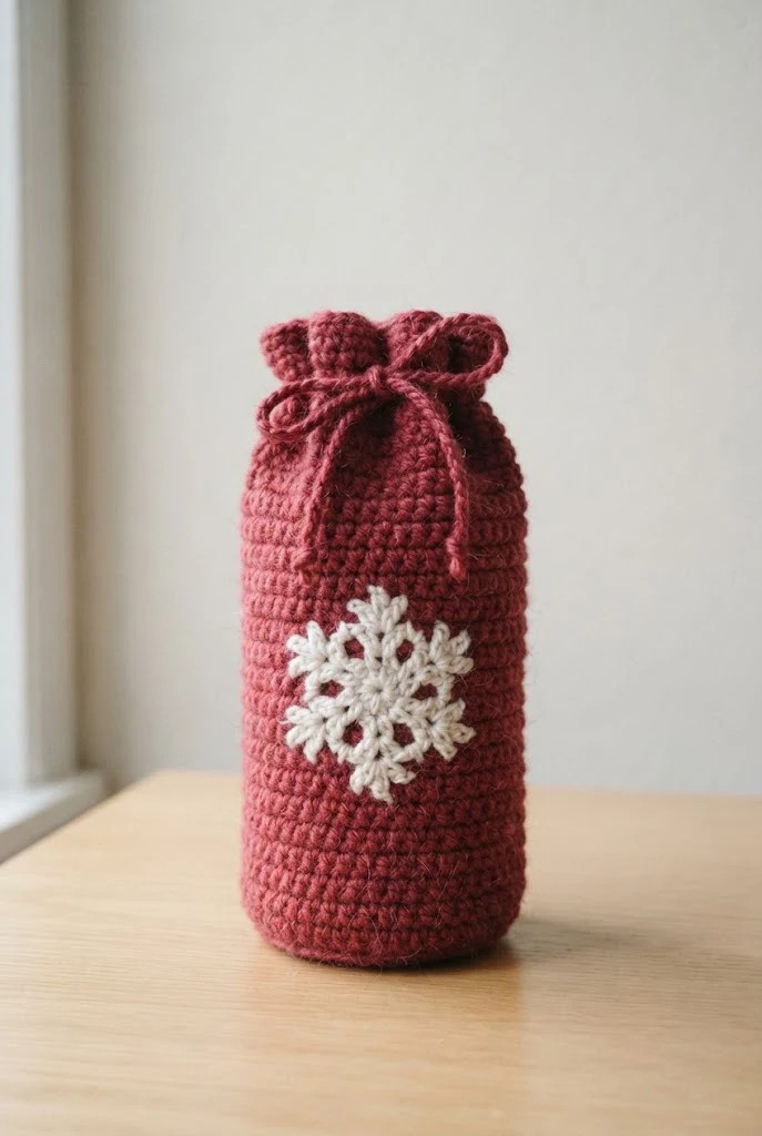 Festive Snowflake Winter Wine Bag — crochet wine bag style outfit