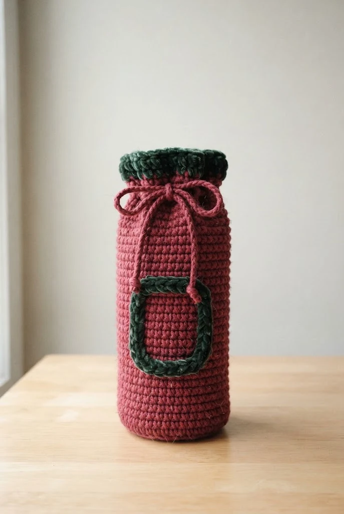 Velvet Trim Holiday Wine Caddy — crochet wine bag style outfit