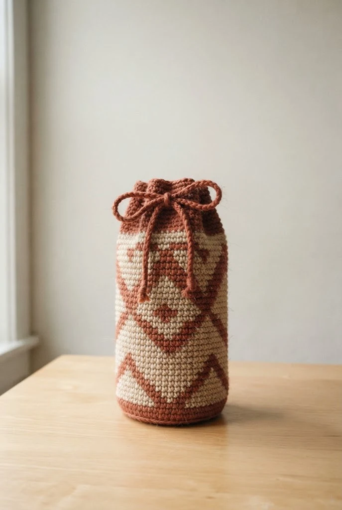 Two-Tone Tapestry Crochet Carrier — crochet wine bag style outfit