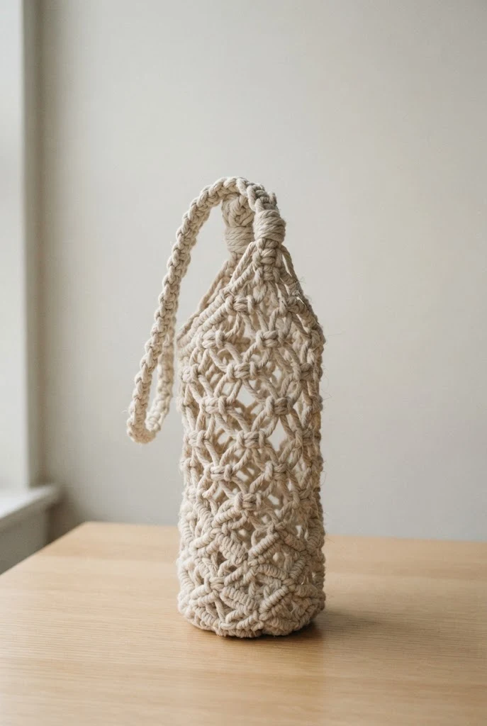 Sturdy Macrame-Cord Bottle Sling — crochet wine bag style outfit