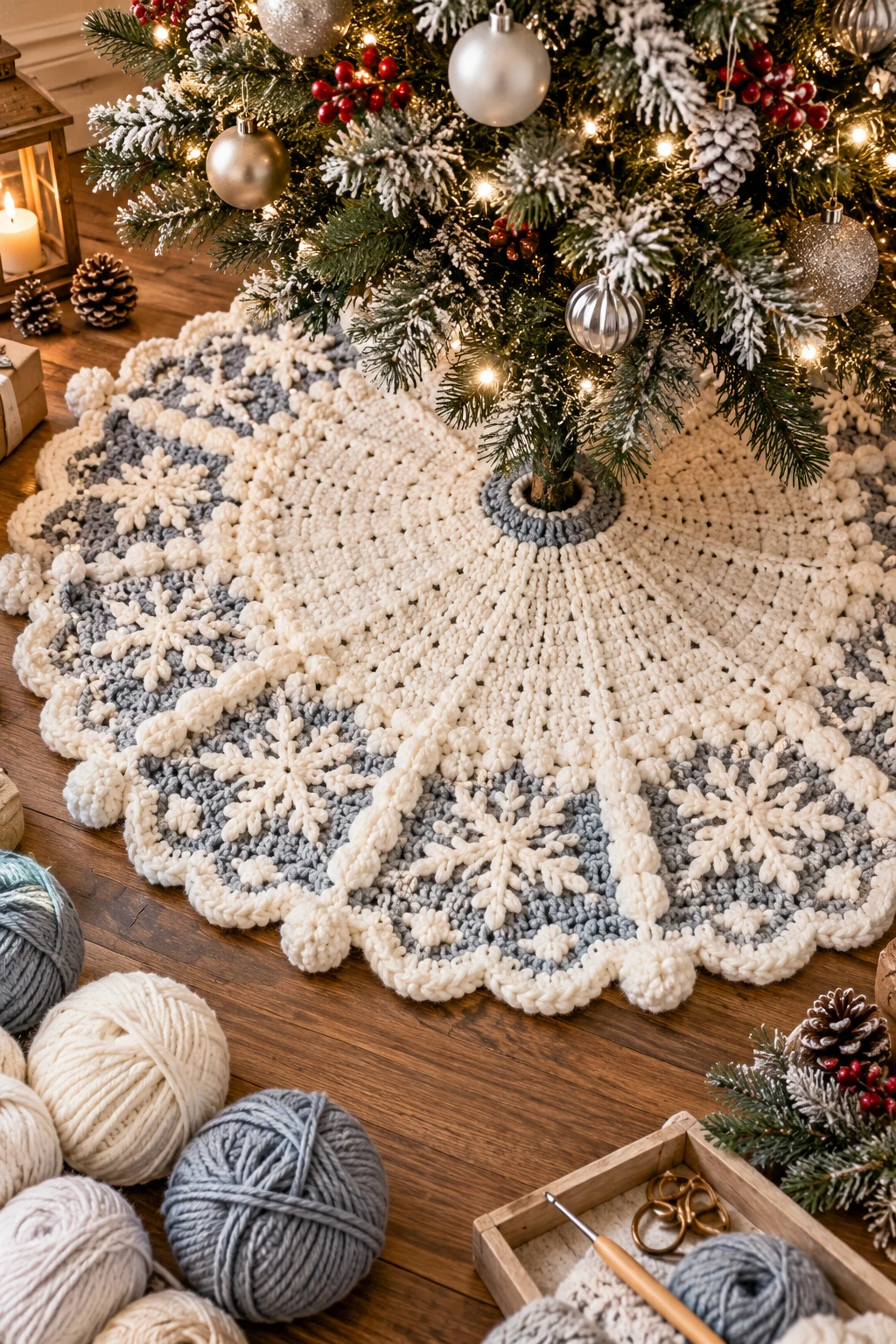 Snowy Crochet Winter Tree Skirt — crochet winter style outfit