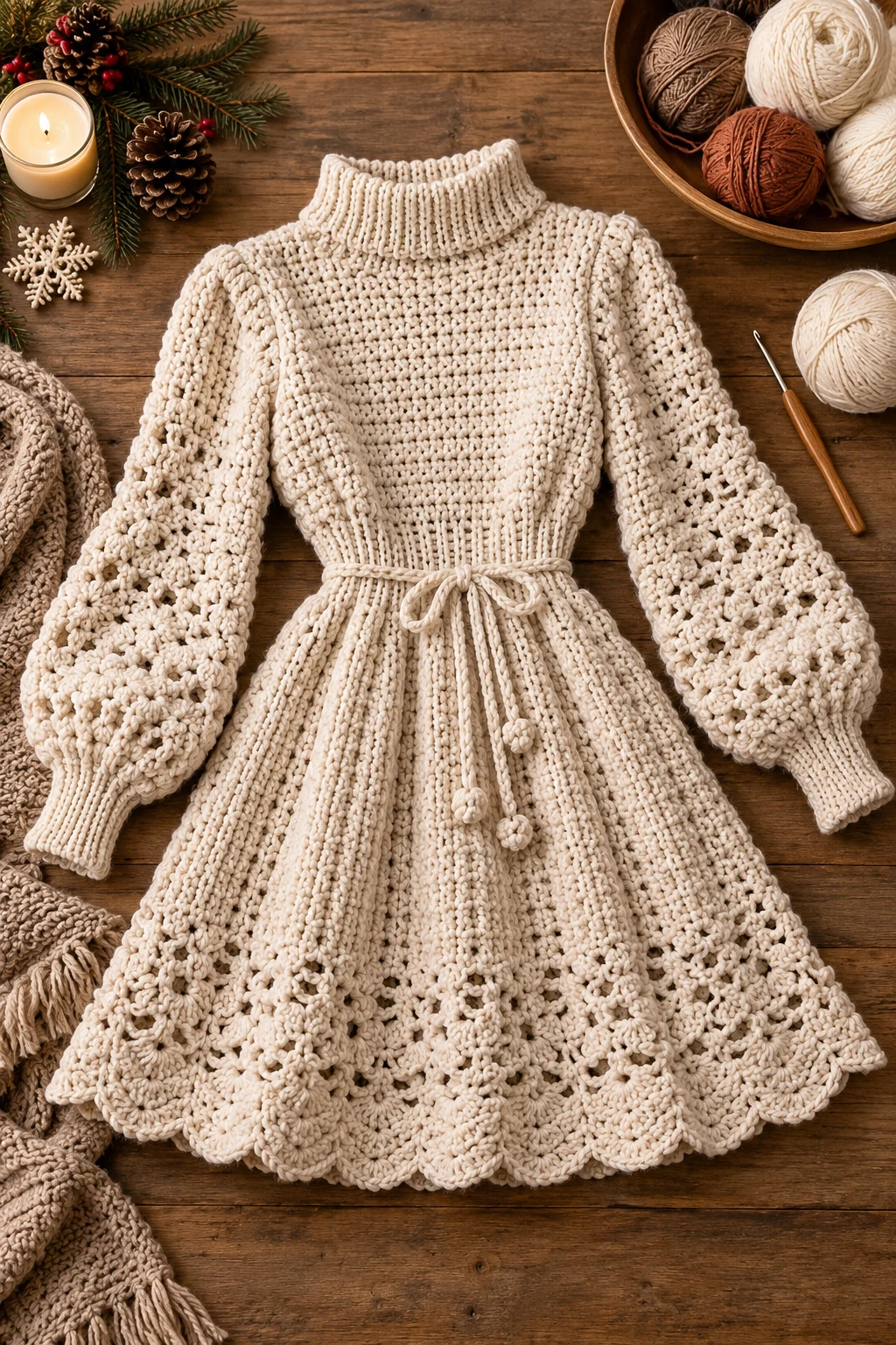 Crochet Winter Dress — crochet winter style outfit