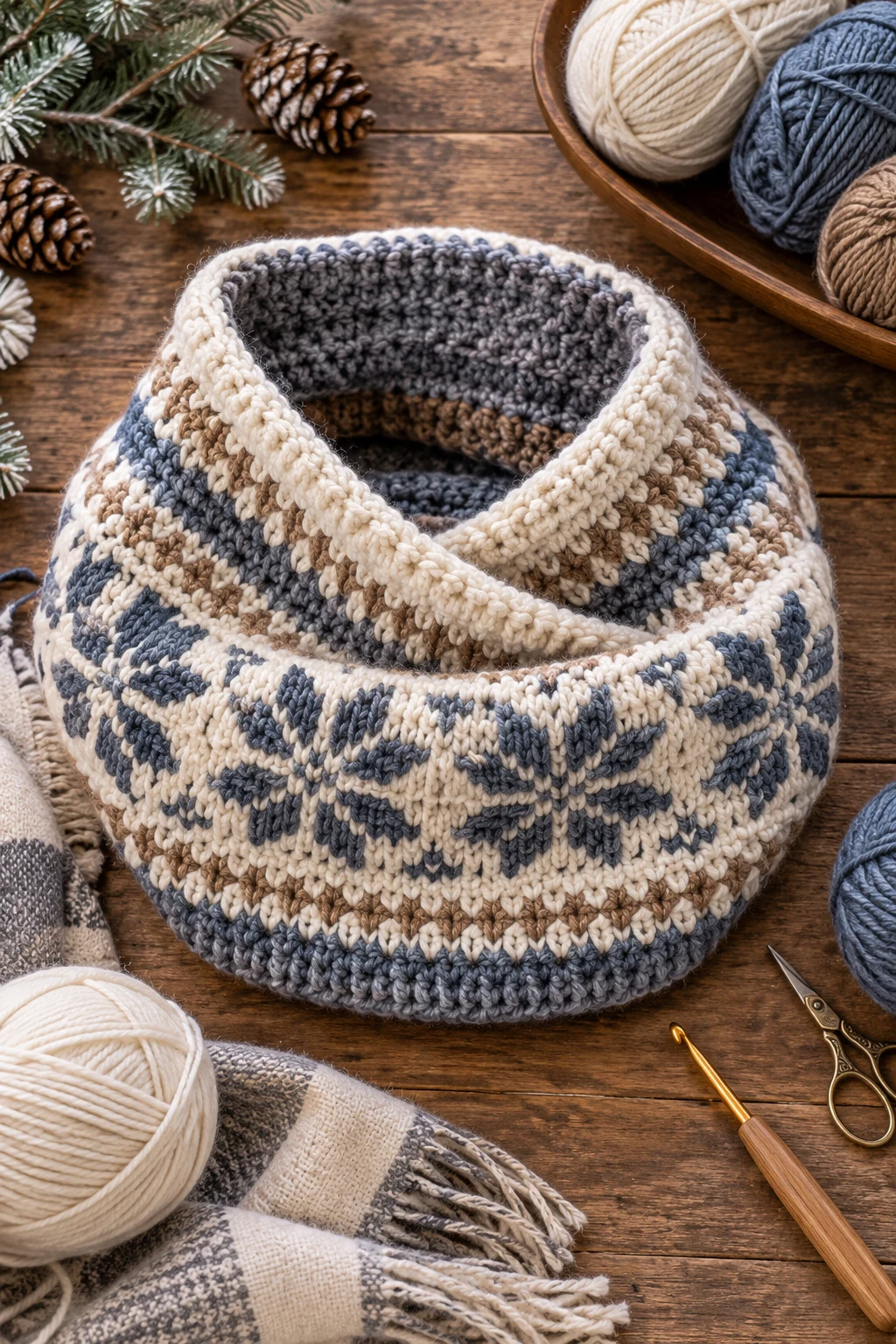 Nordic Crochet Winter Cowl — crochet winter style outfit