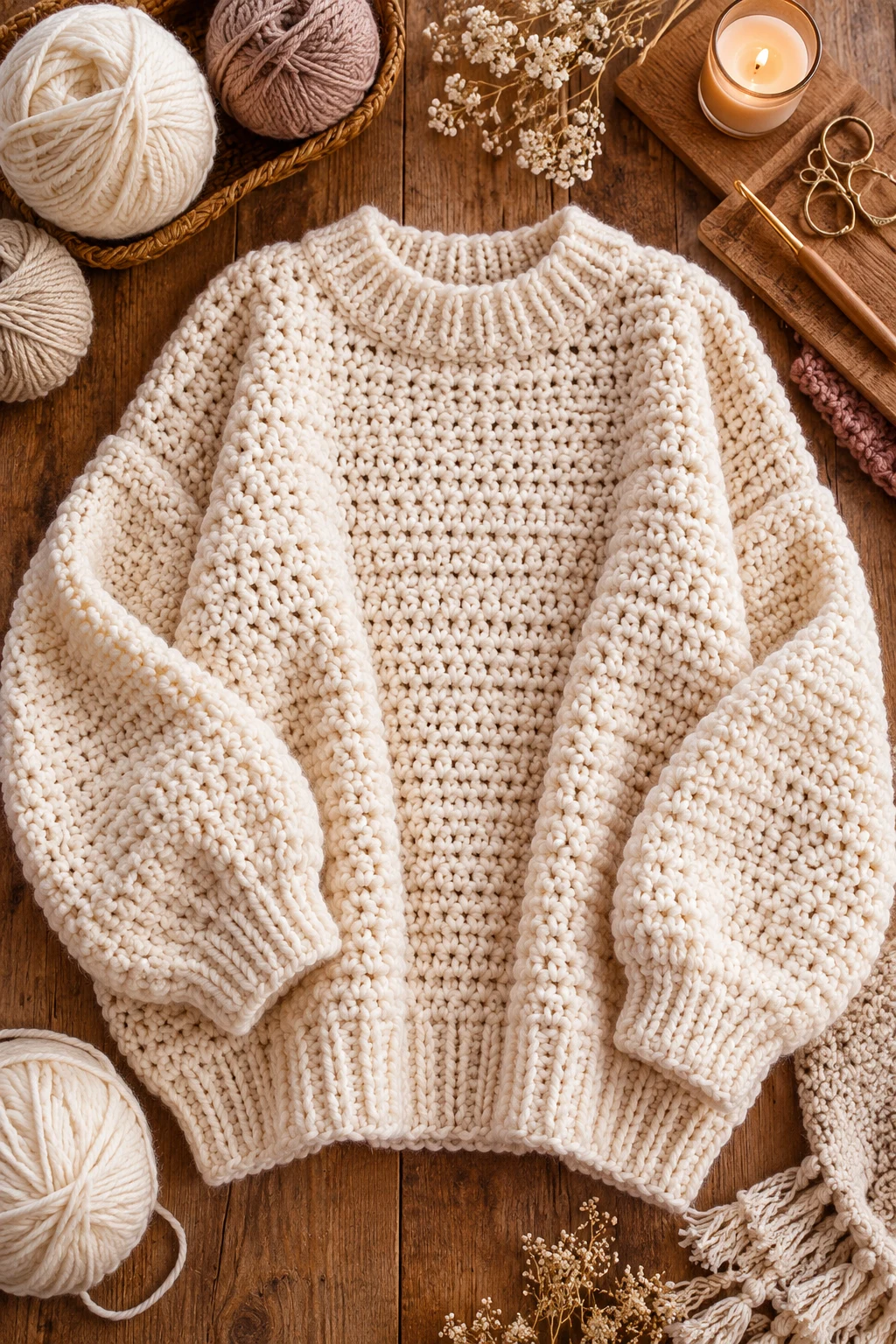 Oversized Crochet Winter Sweater — crochet winter style outfit