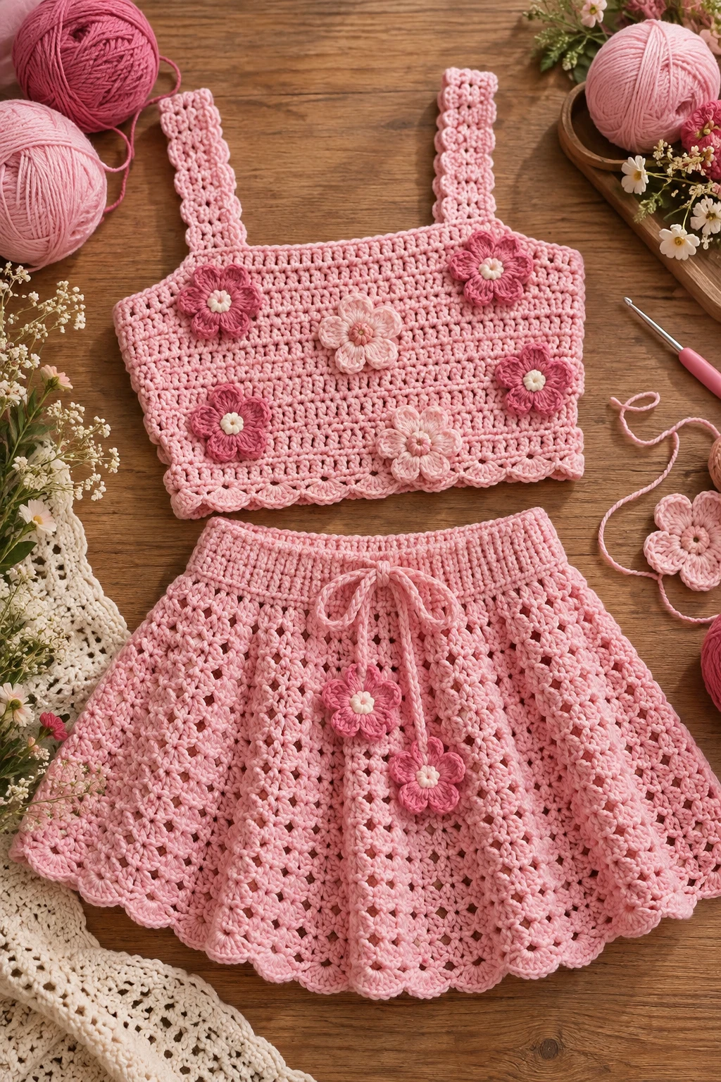 crochet with pink yarn — Outfit 9 — crochet with pink yarn style outfit