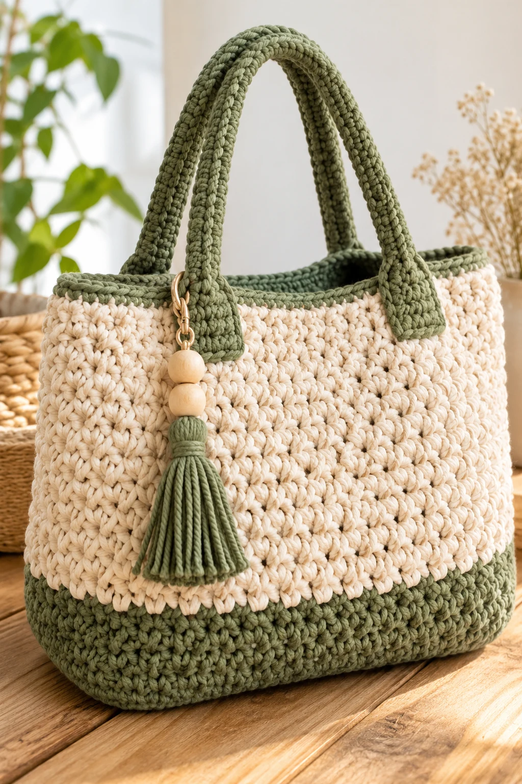 Chunky Modern Crochet Work Bag — crochet work bag