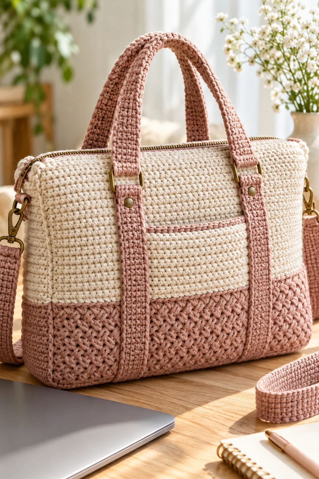 Crochet Laptop Work Bag — crochet work bag