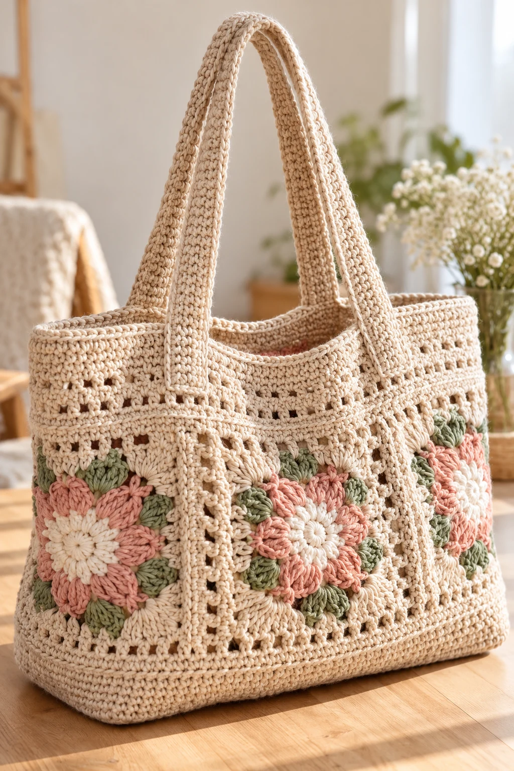 Oversized Crochet Work Tote — crochet work bag