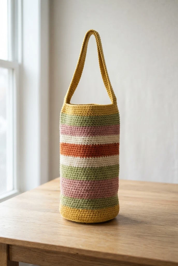Retro Granny Stripe Fitness Sling — crochet yoga mat bag style outfit
