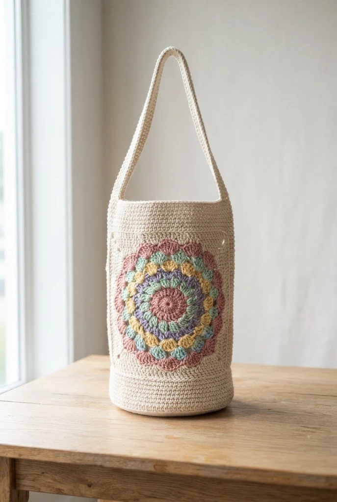 Pastel Dream Mandala Mat Holder — crochet yoga mat bag style outfit