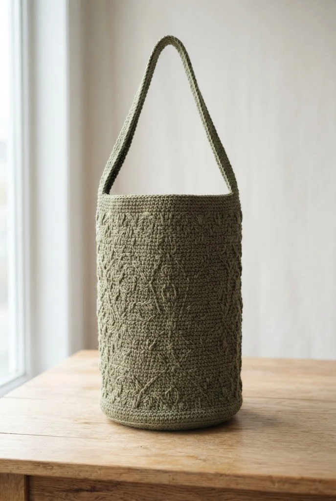 Monochromatic Olive Tapestry Tote — crochet yoga mat bag style outfit