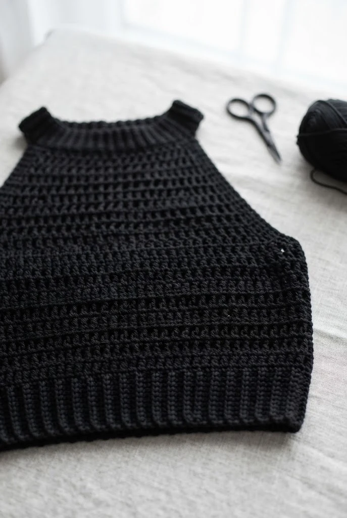 Modern Monochromatic Edge — crocheted top outfit style outfit