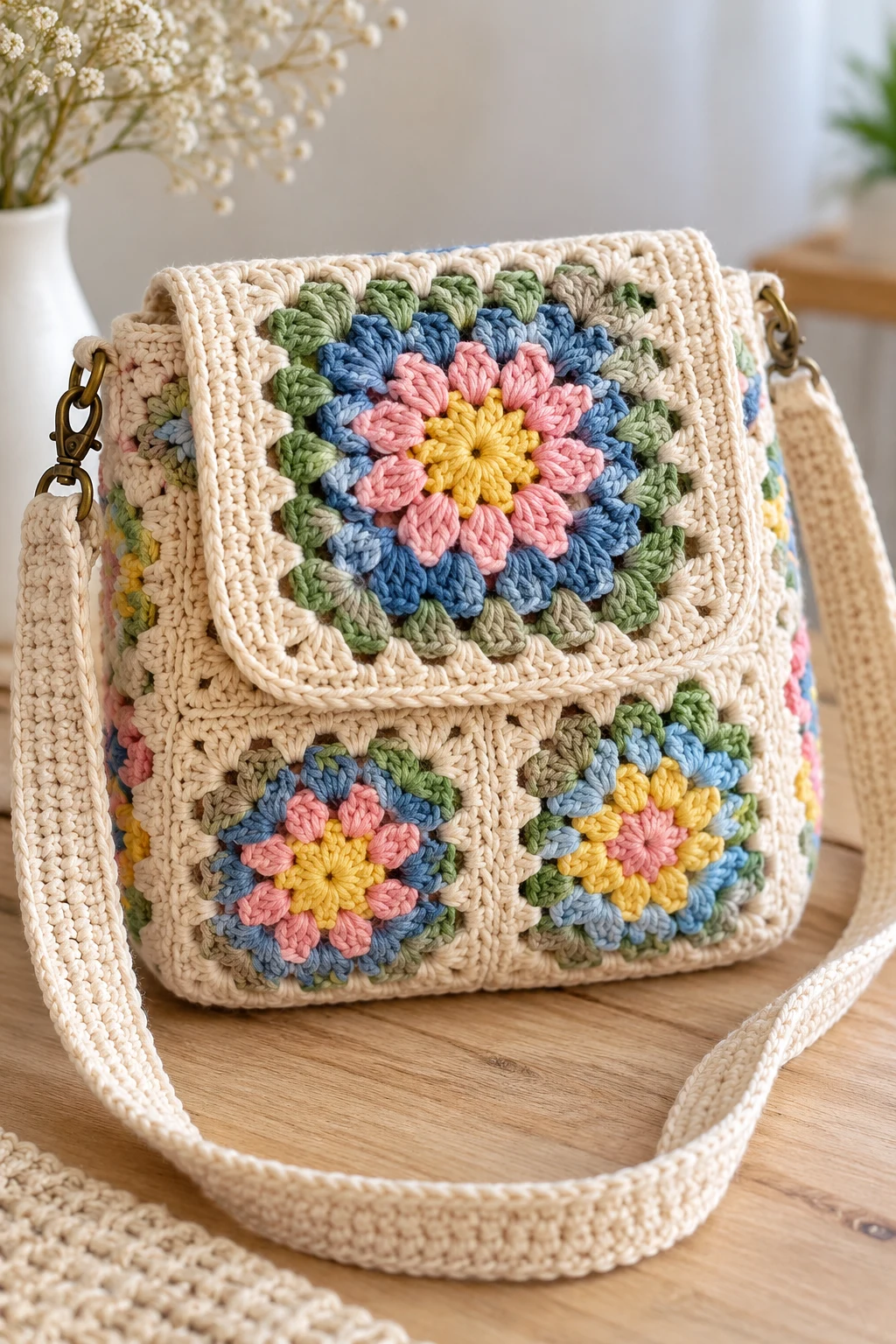 Classic Granny Square Cross Body Crochet Bag — cross body crochet bag