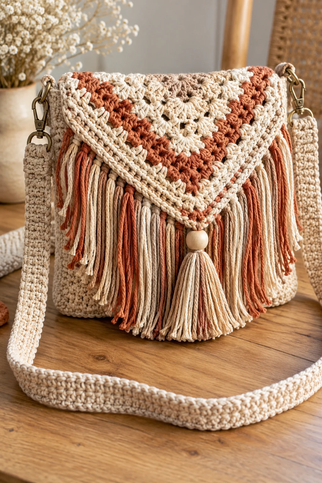 Boho Fringe Cross Body Crochet Bag — cross body crochet bag